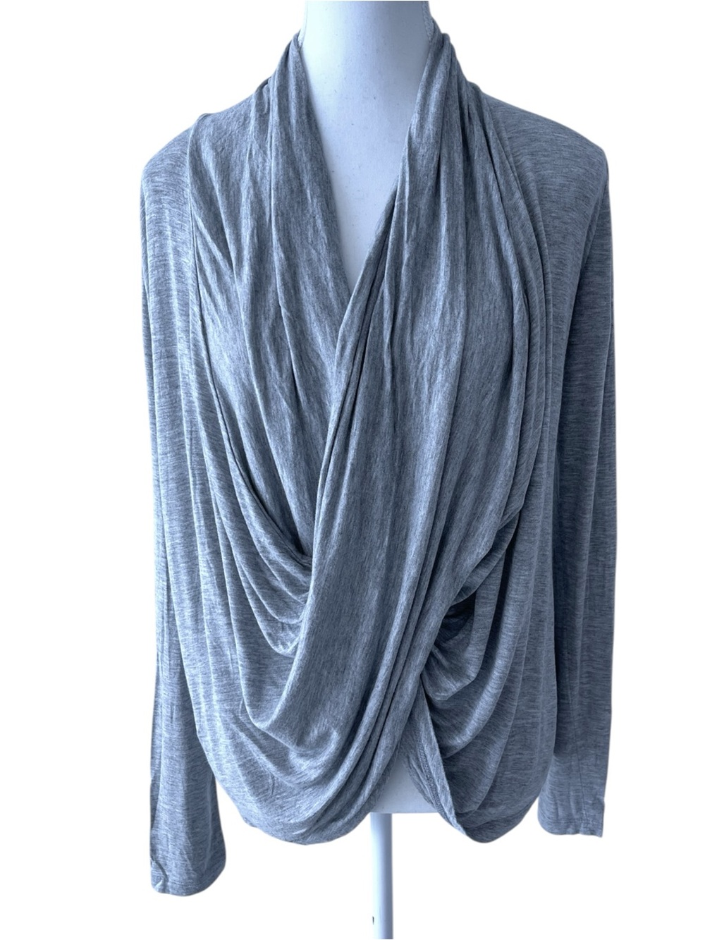 Forever 21 Gray Draped Waterfall Long Sleeve Top Size Medium